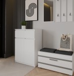 Biała komoda z półkami i szufladami 97x70 cm