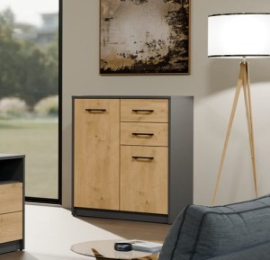 Szafka biurowa z szufladami i półkami loft