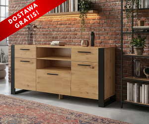 Komoda z półkami i szufladami w stylu loft 155cm