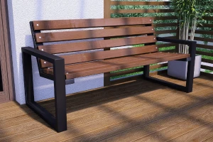 Nowoczesna ławka ogrodowa z oparciem 150 cm brąz