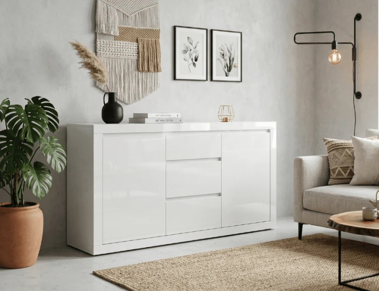 biała-szafka-z-szufladami-i-półkami-połysk