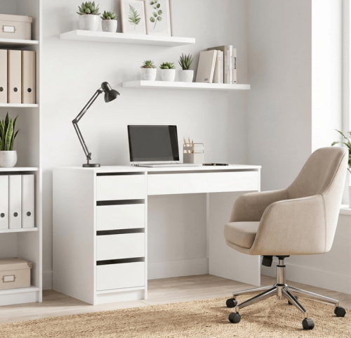 białe-biurko-do-nauki-z-szufladami