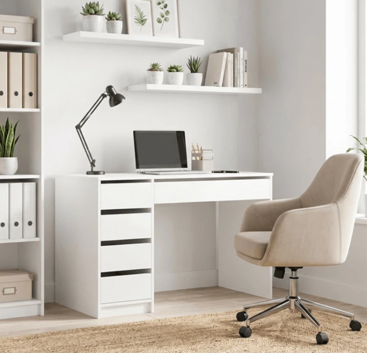białe-biurko-do-nauki-z-szufladami