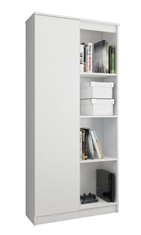 Biały-regał-biurowy-półki-zamykany