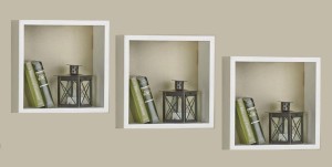 Półki wiszące białe zestaw 3 szt kwadratowe