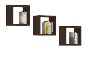Kwadratowe półki na ścianę wenge 3 szt