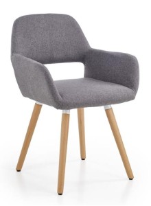 Szare krzesło do salonu drewniane nóżki