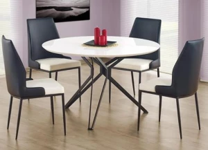Okrągły stół do jadalni loft biały połysk 120cm