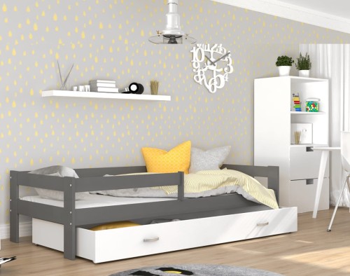 Pojedyncze-łóżko-z-szufladą-szare