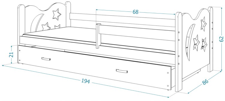 wymiary-łóżka-Miki-190x80-cm