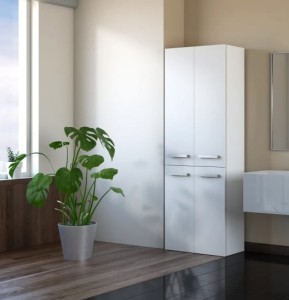 Biała szafa na ręczniki do łazienki