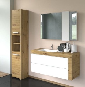 Wąski regał łazienkowy słupek 170x30 dąb