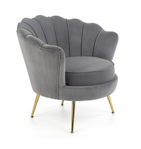 Szare krzesło glamour fotel muszla do salonu
