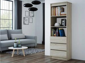 Regał z półkami i szufladami 180x60cm dąb sonoma