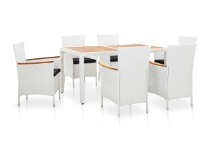 Biały komplet mebli ogrodowych jadalnianych na taras