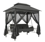 Huśtawka z daszkiem i moskitierą ciemny szary