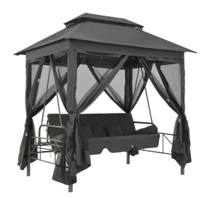 Huśtawka z daszkiem i moskitierą ciemny szary
