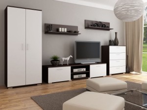 Meblościanka z szafą wenge/biały