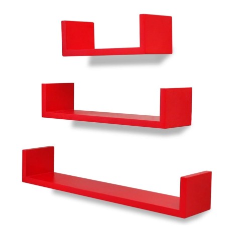 Czerwone-półki-ścienne-na-ramki