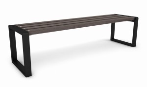 Drewniana ławka miejska bez oparcia 175 cm palisander