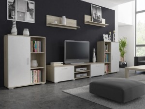 Meble do salonu z komodami i i RTV dąb sonoma/biały