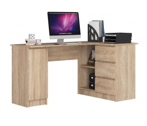 Młodzieżowe biurko narożne z szufladami sonoma