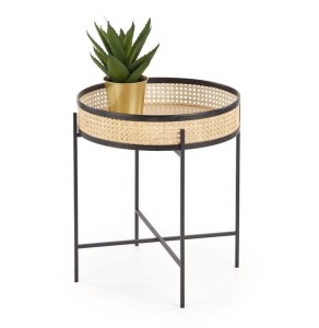 Okrągły stolik rattanowy loft nocny