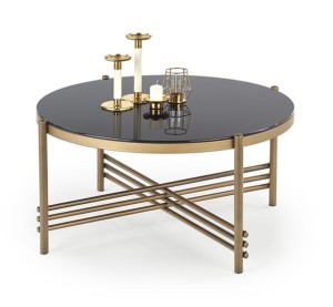 Okrągły stolik kawowy złoto+czarne szkło