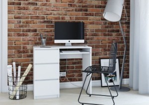 Małe biurko z szufladami białe lewe 100x51 cm