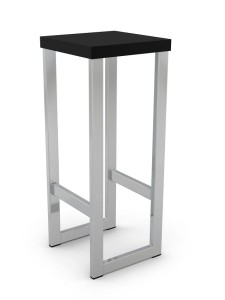 Hoker barowy loft, wysoki stołek glam - srebrny stelaż 60 cm