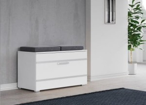 Biała otwierana szafka na buty do przedpokoju