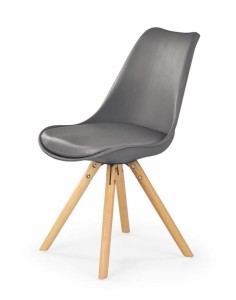 Szare krzesło skandynawskie z poduszką