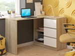 Biurko narożne szkolne z szufladami dąb sonoma/biały