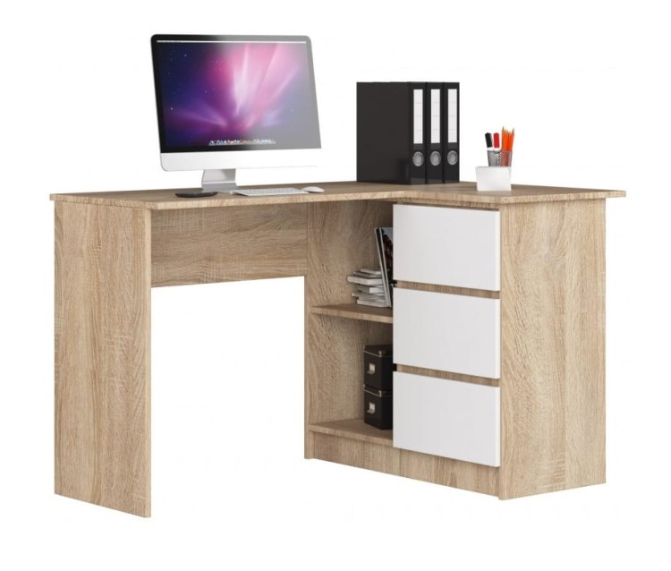 Biurko-narożne-dąb-sonoma-z-białym