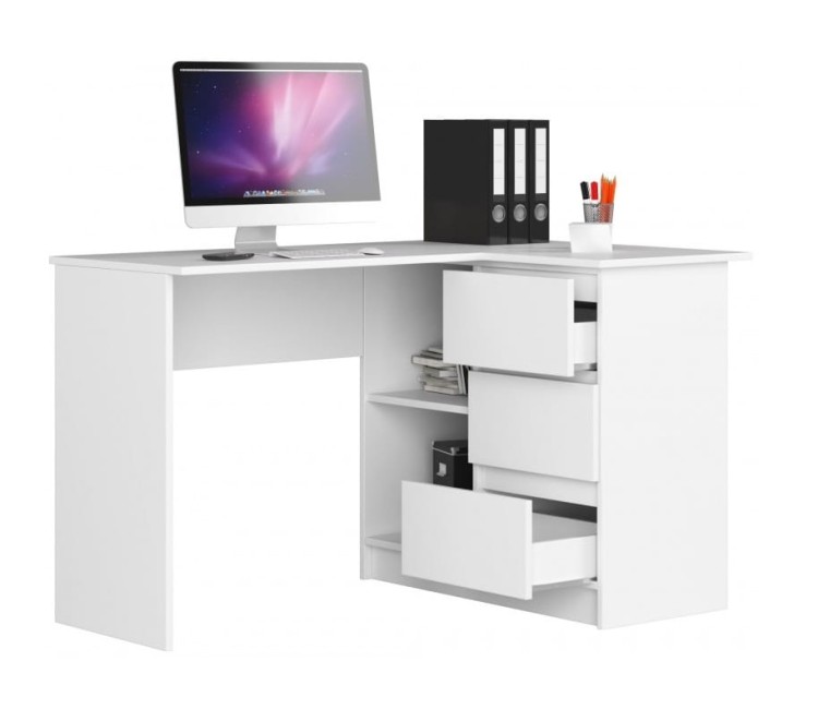 Białe-biurko-szkolne-z-szufldami-narożne-prawe