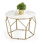 Okrągły stolik kawowy glam złoty + biały marmur