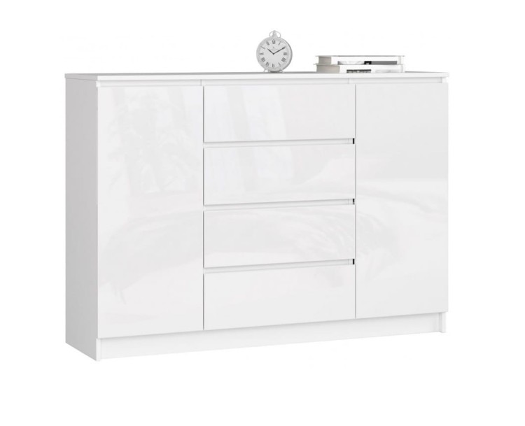 Biała-komoda-w-połysku-z-półkami-szufladami