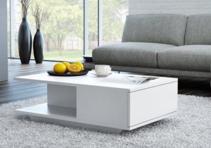 Biała ława do salonu ze schowkiem 90x60 cm