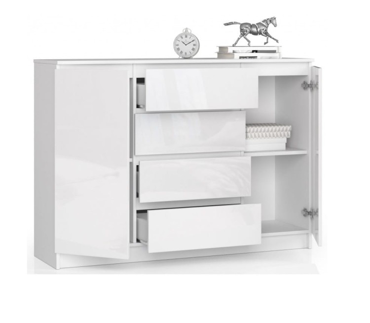 Szafka-do-salonu-biały-połysk-z-szufladami