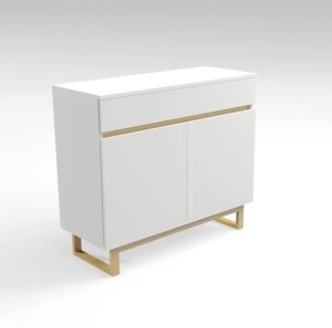 Biała komoda z szufladą i półkami scandi