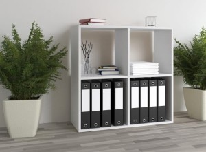 Biały regał biurowy na dokumenty kwadrat