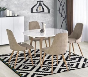 Duży owalny rozkładany stół biały połysk