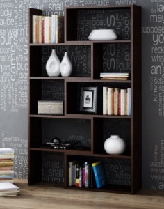 Regał z półkami działowy, narożny wenge