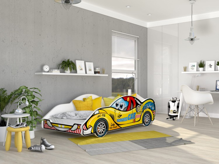 Żółte-auto-wyścigowe-łóżko