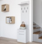 Wieszak do przedpokoju z komodą na buty i szufladą biel
