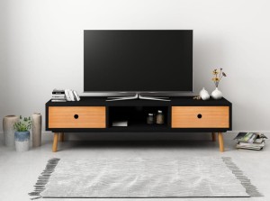 Szafka RTV z szufladami na nóżkach czarna 120 cm