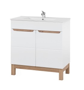 Szafka łazienkowa pod umywalkę biała na nóżkach 80 cm