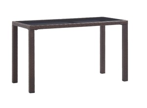 Brązowy stół ogrodowy 123x60 cm ze szkłem hartowanym