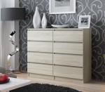 Duża komoda 8 szuflad 120cm dąb sonoma