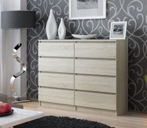 Duża komoda 8 szuflad 120cm dąb sonoma